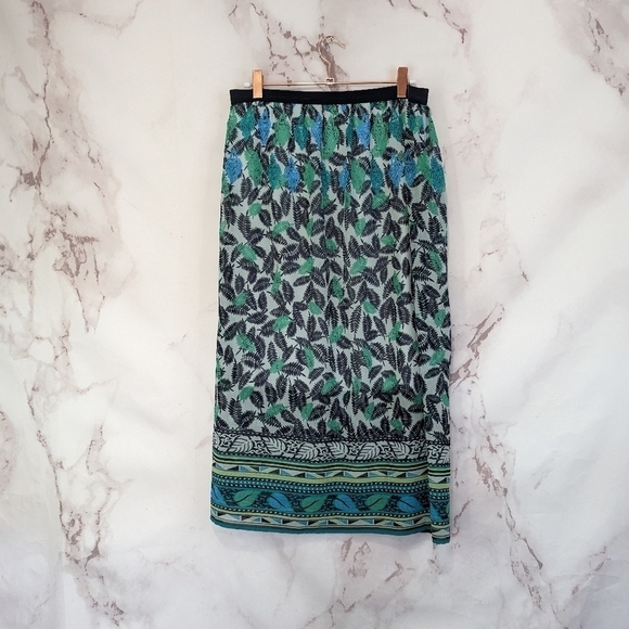 J Jill Skirt Womens XS Petite Maxi Cover Up Low Rise Boho Peasant Blue Elastic - Picture 5 of 16